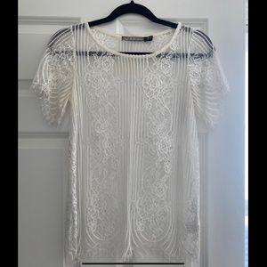 For Love or Lemons White Lace Top Size XS